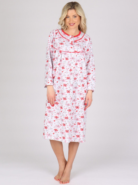 Dámska nočná košeľa P KASANDRA červený kvietok