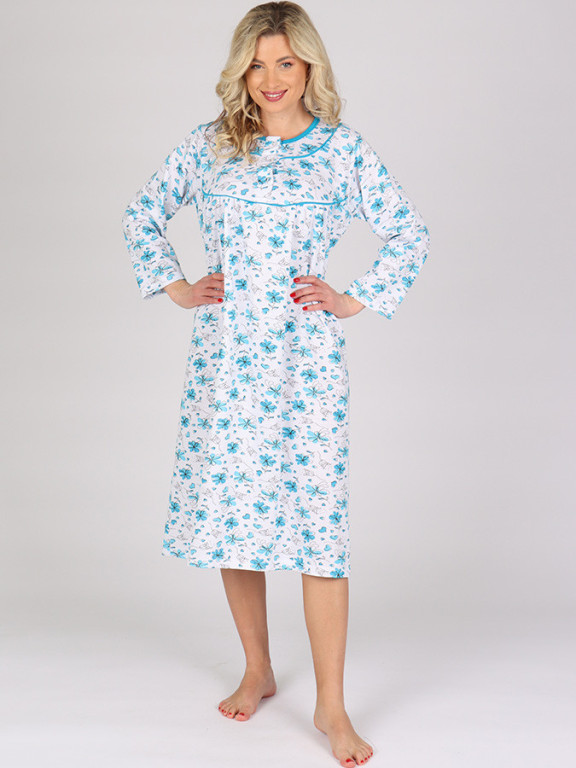 Dámska nočná košeľa P KASANDRA modrý kvietok