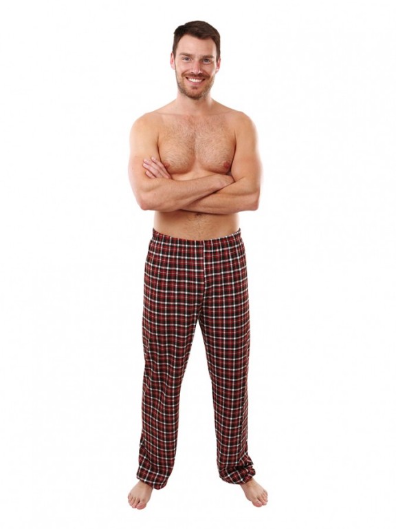 Pánske pyžamové nohavice P1419 tehlové káro č.1