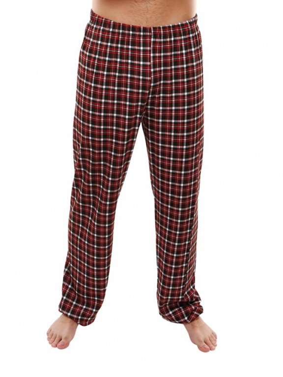 Pánske pyžamové nohavice P1419 tehlové káro č.2